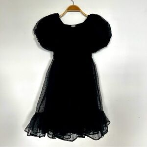 Habitual Dotted Babydoll Mini Dress Black Size 14
